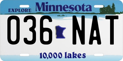 MN license plate 036NAT