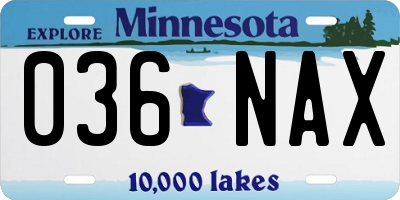 MN license plate 036NAX