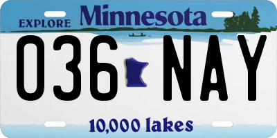 MN license plate 036NAY