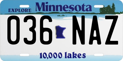 MN license plate 036NAZ