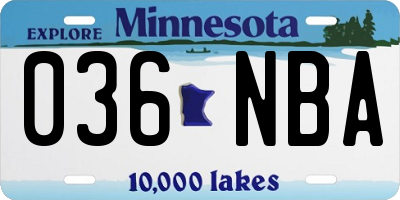 MN license plate 036NBA