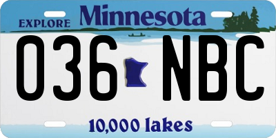 MN license plate 036NBC