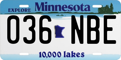 MN license plate 036NBE