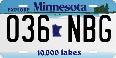 MN license plate 036NBG