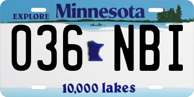 MN license plate 036NBI