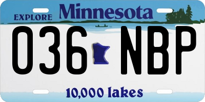 MN license plate 036NBP