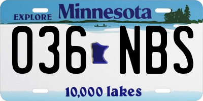 MN license plate 036NBS