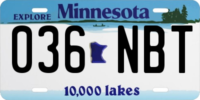 MN license plate 036NBT