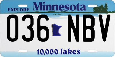 MN license plate 036NBV