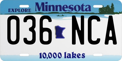 MN license plate 036NCA