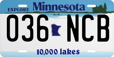 MN license plate 036NCB