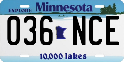 MN license plate 036NCE