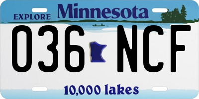MN license plate 036NCF