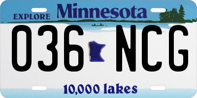 MN license plate 036NCG