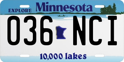 MN license plate 036NCI
