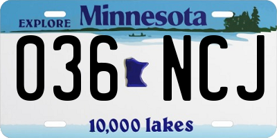 MN license plate 036NCJ