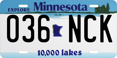 MN license plate 036NCK