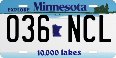 MN license plate 036NCL
