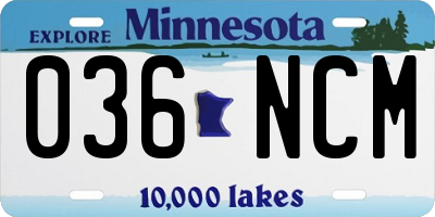 MN license plate 036NCM