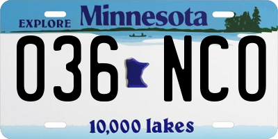 MN license plate 036NCO