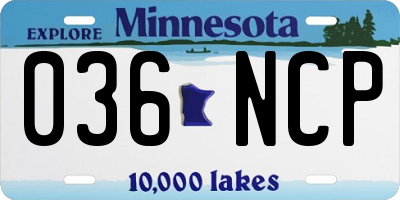 MN license plate 036NCP