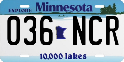 MN license plate 036NCR