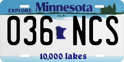 MN license plate 036NCS