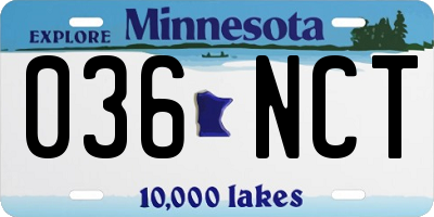 MN license plate 036NCT
