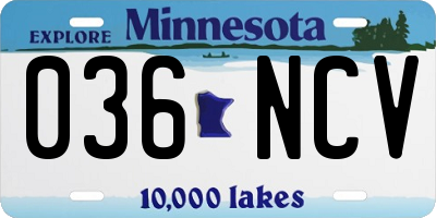 MN license plate 036NCV