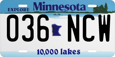 MN license plate 036NCW