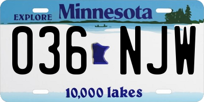 MN license plate 036NJW