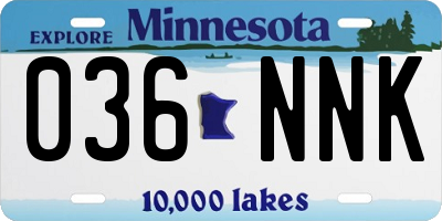 MN license plate 036NNK