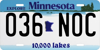 MN license plate 036NOC