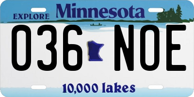 MN license plate 036NOE