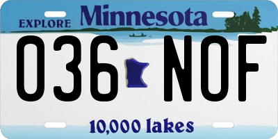 MN license plate 036NOF