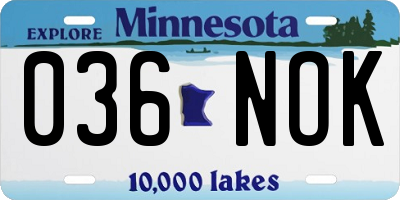 MN license plate 036NOK