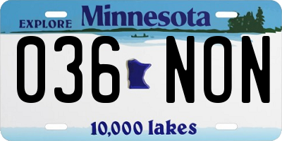 MN license plate 036NON