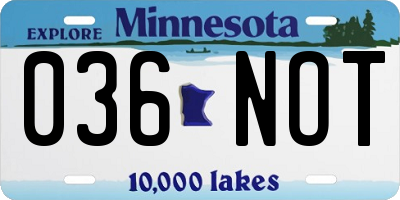 MN license plate 036NOT