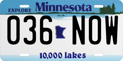 MN license plate 036NOW