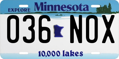 MN license plate 036NOX