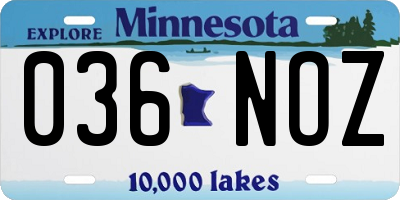 MN license plate 036NOZ