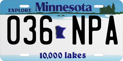 MN license plate 036NPA