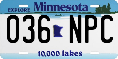 MN license plate 036NPC