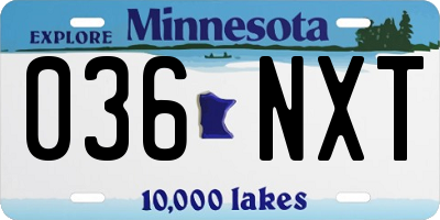 MN license plate 036NXT