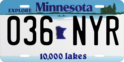 MN license plate 036NYR