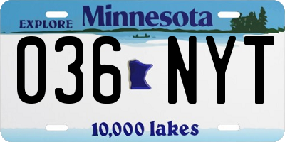 MN license plate 036NYT