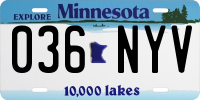 MN license plate 036NYV