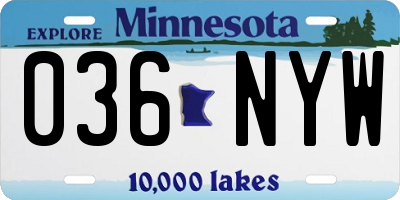 MN license plate 036NYW