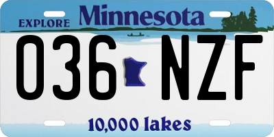 MN license plate 036NZF