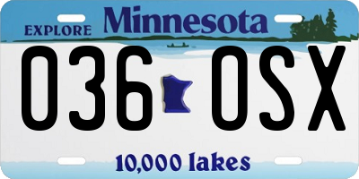 MN license plate 036OSX